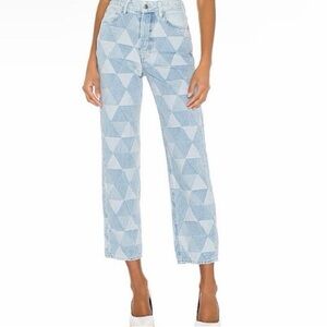 GRLFRND Mica Crop Straight Leg Denim Patchwork Jeans in Pieces of Us Size 26